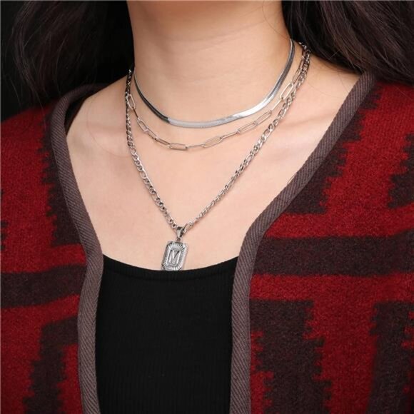 Gold Layered Necklace Set 3 PCS for Women Dainty Trendy Paperclip Snake Choker - Picture 4 of 7